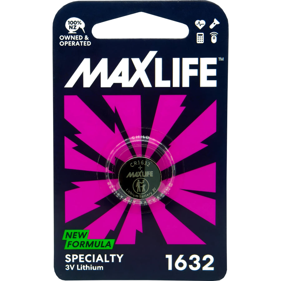MAXLIFE BAT1632 - CR1632 Lithium Button Cell Battery 1Pk