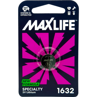 MAXLIFE BAT1632 - CR1632 Lithium Button Cell Battery 1Pk