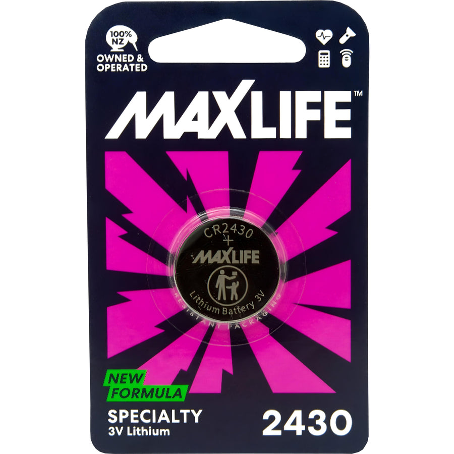 MAXLIFE BAT2430 - CR2430 Lithium Button Cell Battery 1 Pack