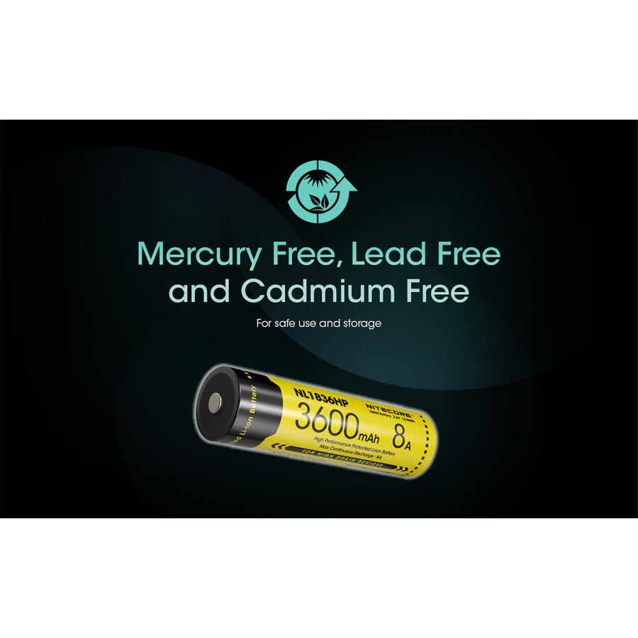 NL1836HP - NITECORE LI-ION RECHARGEABLE 18650 BATTERY 3600MAH 3.6V