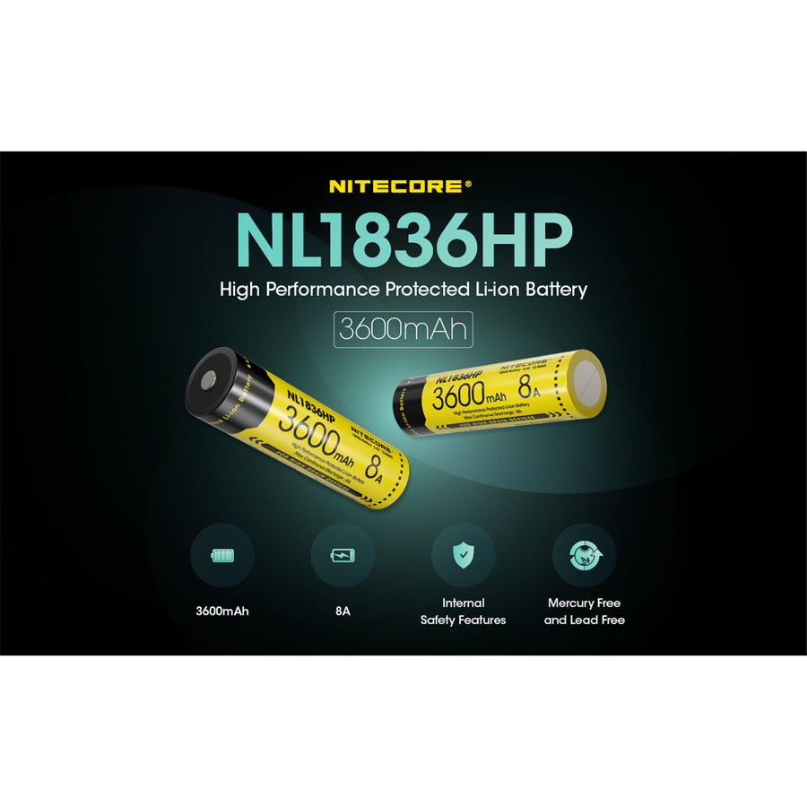 NL1836HP - NITECORE LI-ION RECHARGEABLE 18650 BATTERY 3600MAH 3.6V