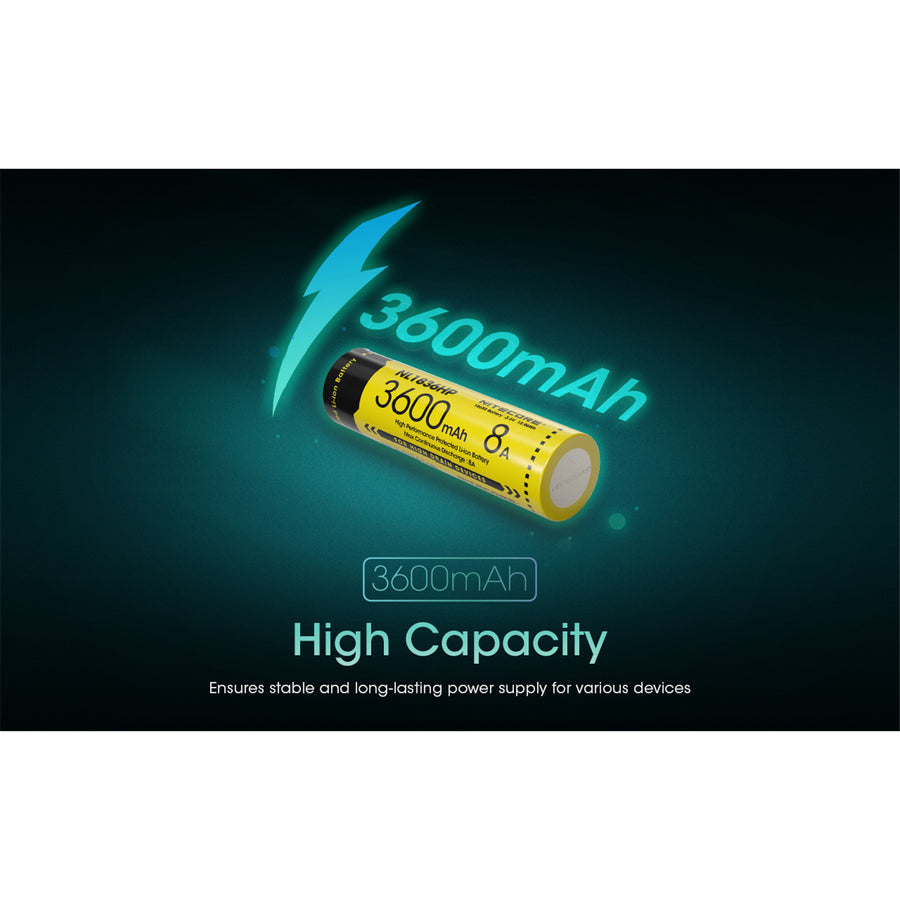 NL1836HP - NITECORE LI-ION RECHARGEABLE 18650 BATTERY 3600MAH 3.6V