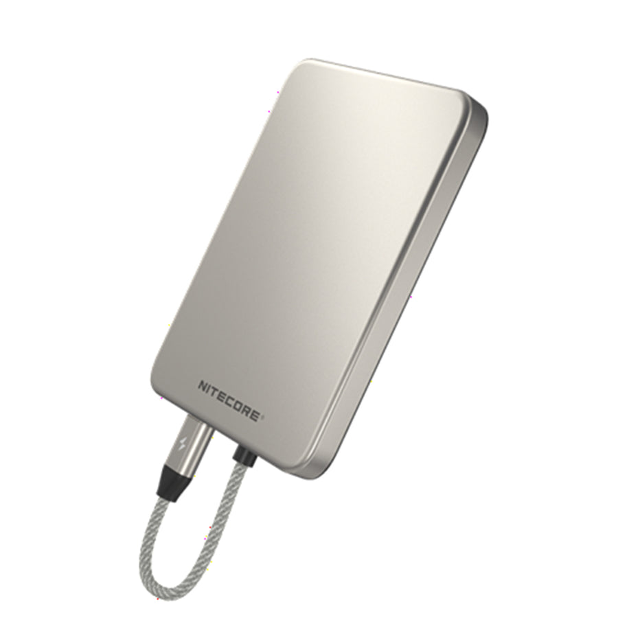 POCKET 5-G - NITECORE 5;000MAH MAGNETIC ULTRA THIN POWER BANK BUILT-IN USB C TITANIUM GRAY