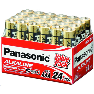 Panasonic LR03T/24V AAA 24 Stück Alkaline 1,5V Großpackung Alkaline-Zink – Länger haltbar schützt die Leistung