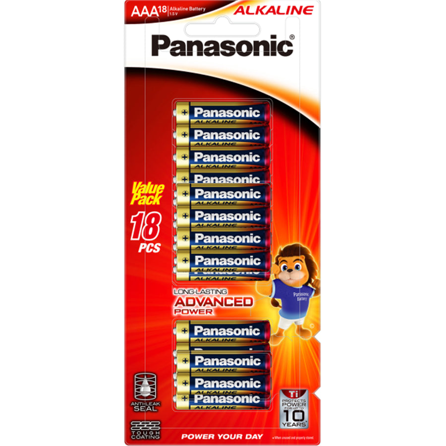 Panasonic LR03T/18B Alkaline AAA Batterie – 18er Pack Alkaline-Zink – Länger haltbar schützt die Leistung
