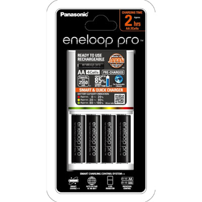 Panasonic K-KJ55HCC4TA 3-Stunden-Schnellladegerät + 4 AA eneloop PRO Batterien