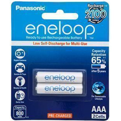 Panasonic BK-4MCCE/2BA Eneloop Wiederaufladbare AAA 2er-Packung Einzelhandelsverpackung
