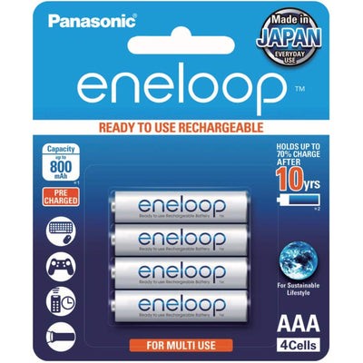 Panasonic BK-4MCCE/4BA Eneloop NiMH Rechargeable AAA - 4pk Retail Pack BK-4MCCE/4BA