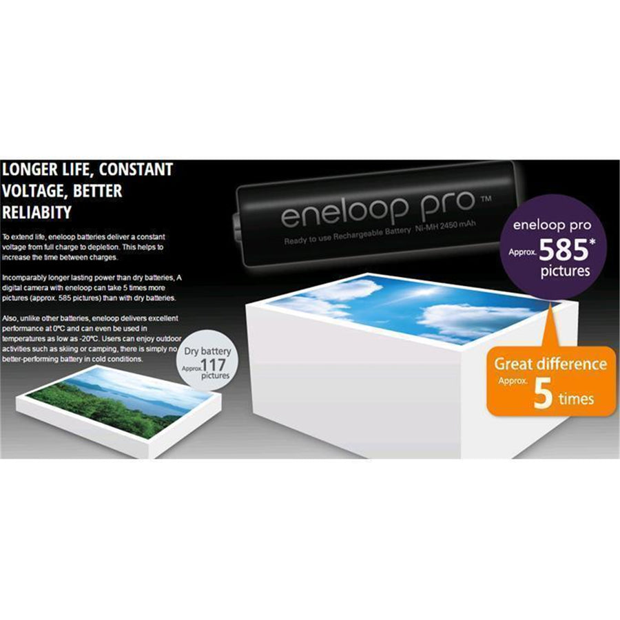 BK-3HCCE/4BT - Panasonic Eneloop PRO AA 2500mAh Rechargeable Batteries 4 Pack