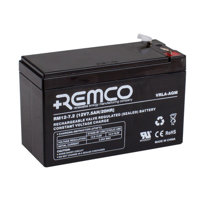 REMCO RM12-7 12 Volt battery, Standby Stationary 7Ahr, withT1terminaltypeconnector,LxWxH150x65x95cm