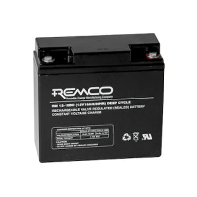 REMCO RM12-18 12 Volt battery, Standby Stationary 18Ahr, with T3 terminal type connector, LxWxH180x77x167 cm