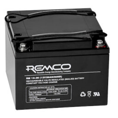 REMCO RM12-28 12 Volt battery, Standby Stationary 29.6Ahr, with T12terminaltypeconnector,LxWxH165x175x125 cm