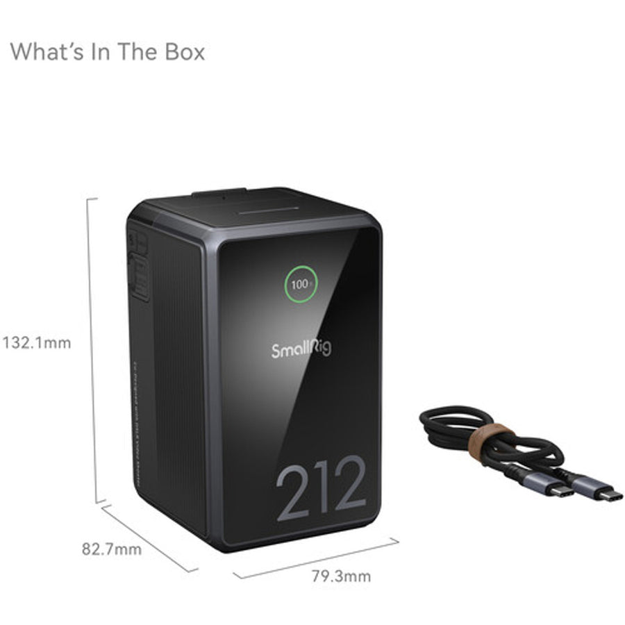 SmallRig x Caleb Pike VB212 Mini V-Mount Battery (212Wh) - Supports up to 10A Draw - 2 x 14.8V D-Tap Output -USB-C Outputs, 2 x DC Barrel Outputs - USB-C Fast PD Charging up to 140W