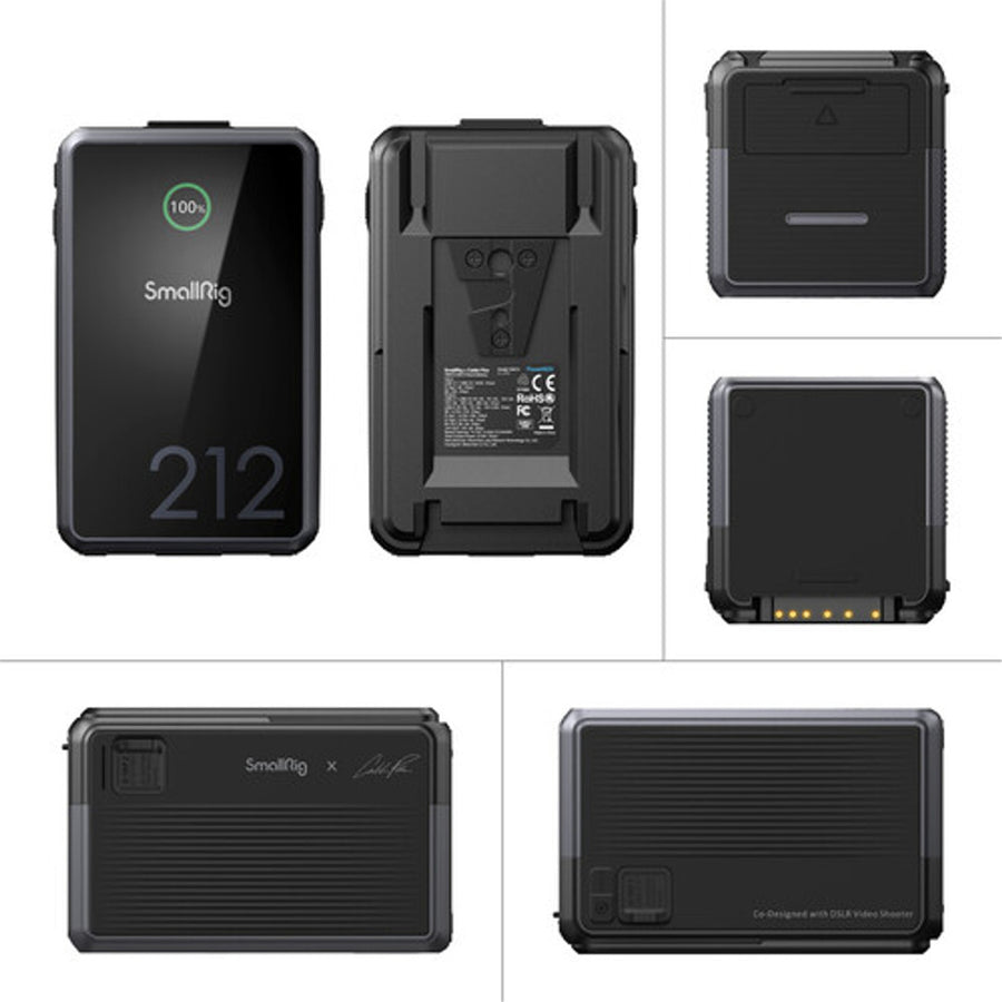 SmallRig x Caleb Pike VB212 Mini V-Mount Battery (212Wh) - Supports up to 10A Draw - 2 x 14.8V D-Tap Output -USB-C Outputs, 2 x DC Barrel Outputs - USB-C Fast PD Charging up to 140W