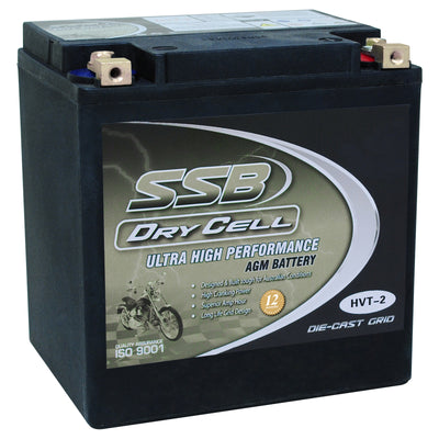 SUPER START HVT-2 - MOTORCYCLE AND POWERSPORTS BATTERY AGM 12V 30AH 515CCA BY SSB ULTRA HIGH PERFORMANCE  DRY CELL