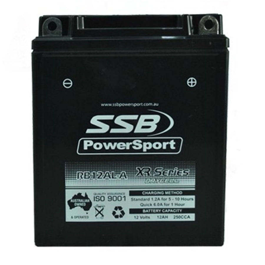 SUPER START RB12AL-A - MOTORCYCLE AND POWERSPORTS BATTERY (YB12AL-A) AGM 12V 12AH 250CCA BY SSB HIGH PERFORMANCE