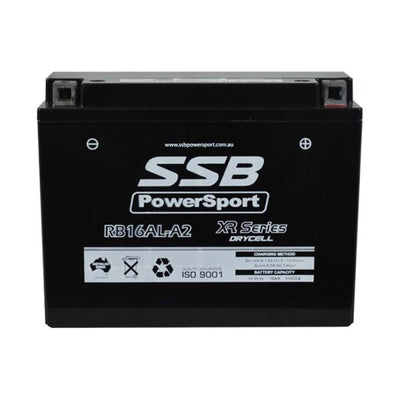 SUPER START RB16AL-A2 - MOTORCYCLE AND POWERSPORTS BATTERY (YB16AL-A2) AGM 12V 16AH 270CCA BY SSB HIGH PERFORMANCE