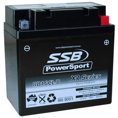 SUPER START RB16CL-B - MOTORCYCLE AND POWERSPORTS BATTERY (YB16CL-B) AGM 12V 19AH 385CCA BY SSB HIGH PERFORMANCE