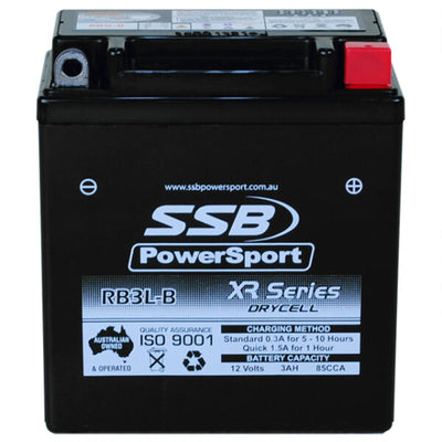 SUPER START RB3L-B - MOTORCYCLE AND POWERSPORTS BATTERY (YB3L-B) AGM 12V 3AH 85CCA BY SSB HIGH PERFORMANCE