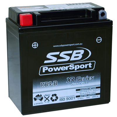 SUPER START RB9-B - MOTORCYCLE AND POWERSPORTS BATTERY (YB9-B) AGM 12V 9AH 200CCA BY  SSB HIGH PERFORMANCE