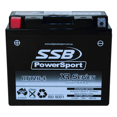 SUPER START RT12B-4 - MOTORCYCLE AND POWERSPORTS BATTERY (YT12B-4) AGM 12V 1AH 260CCA BY SSB HIGH PERFORMANCE