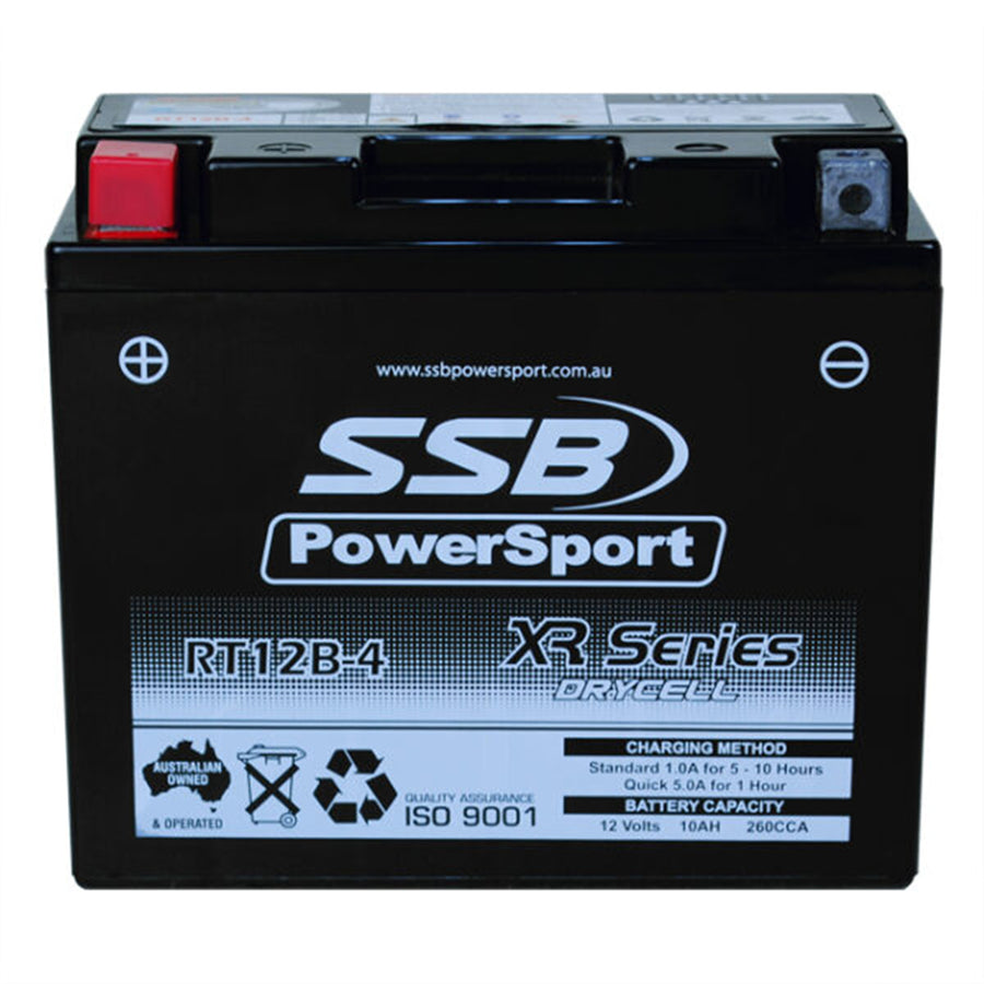 SUPER START RT12B-4 - MOTORCYCLE AND POWERSPORTS BATTERY (YT12B-4) AGM 12V 1AH 260CCA BY SSB HIGH PERFORMANCE