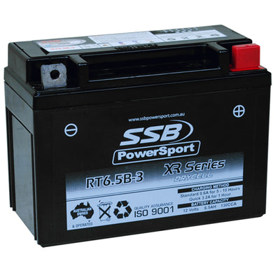 SUPER START RT6.5B-3 MOTORCYCLE BATTERY AGM 12V 0.6AH 130CCA BY SSB HIGH PERFORMANCE