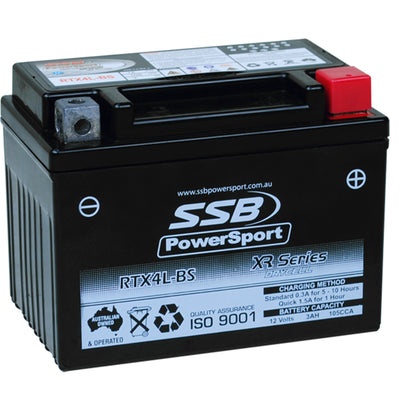 SUPER START RTX4L-BS - MOTORCYCLE AND POWERSPORTS BATTERY (YTX4L-BS) AGM 12V 3AH 105CCA SSB HIGH PERFORMANCE