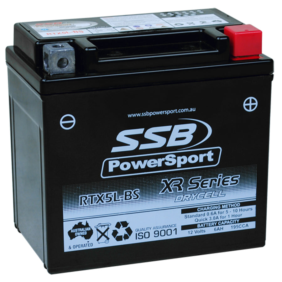 SUPER START RTX5L-BS - MOTORRAD- UND POWERSPORT-BATTERIE (YTX5L-BS) AGM 12V 6AH 195CCA VON SSB HIGH PERFORMANCE