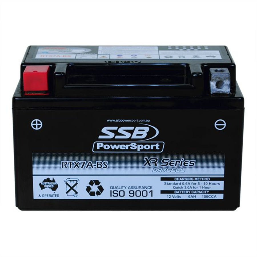 SUPER START RTX7A-BS - MOTORRAD- UND POWERSPORT-BATTERIE (YTX7A-BS) AGM 12V 6AH 150CCA VON SSB HIGH PERFORMANCE