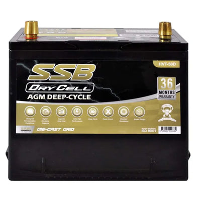 SUPER START HVT-50D AUTOMOTIVE BATTERY AGM DEEP CYCLE 12V 60AH 600CCA BY SSB ULTRA HIGHPERFORMANCE DRY CELL