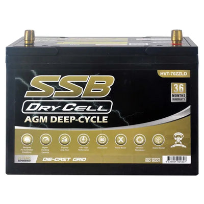 SUPER START HVT-70ZZLD - AGM BATTERY DEEP CYCLE DUAL PURPOSE 12V 105AH 780CCA BY SSB (27LX MF) ULTRA HIGH PERFORMANCE