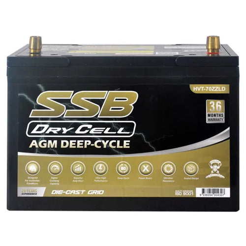SUPER START HVT-70ZZLD - AGM BATTERY DEEP CYCLE DUAL PURPOSE 12V 105AH 780CCA BY SSB (27LX MF) ULTRA HIGH PERFORMANCE