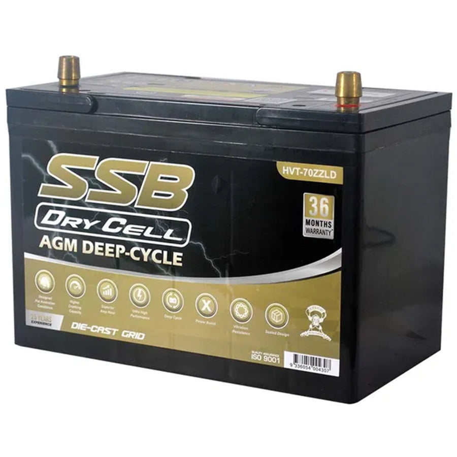SUPER START HVT-70ZZLD - AGM BATTERY DEEP CYCLE DUAL PURPOSE 12V 105AH 780CCA BY SSB (27LX MF) ULTRA HIGH PERFORMANCE