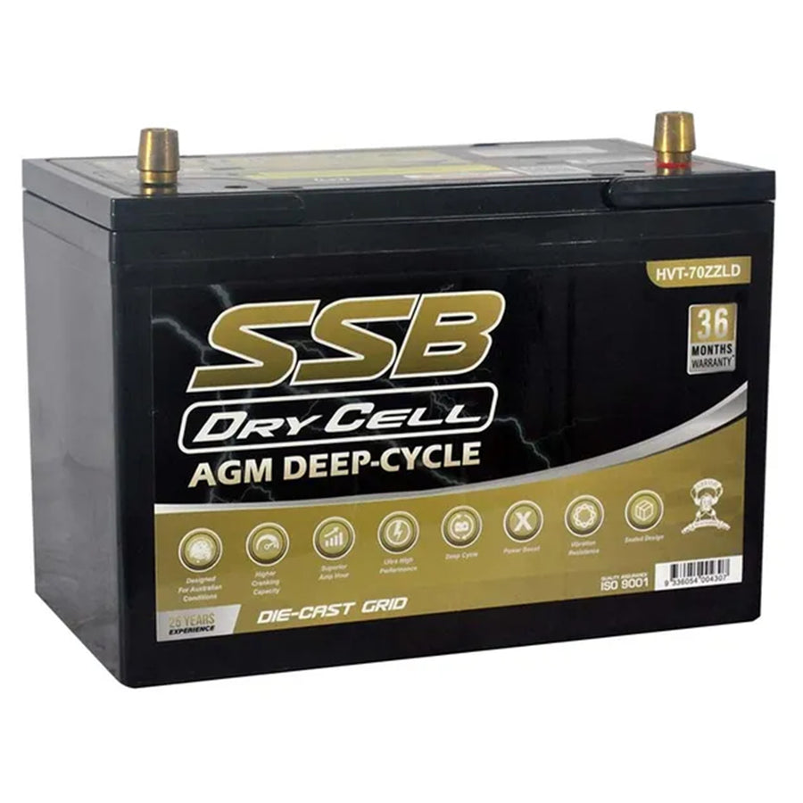 SUPER START HVT-70ZZLD - AGM BATTERY DEEP CYCLE DUAL PURPOSE 12V 105AH 780CCA BY SSB (27LX MF) ULTRA HIGH PERFORMANCE