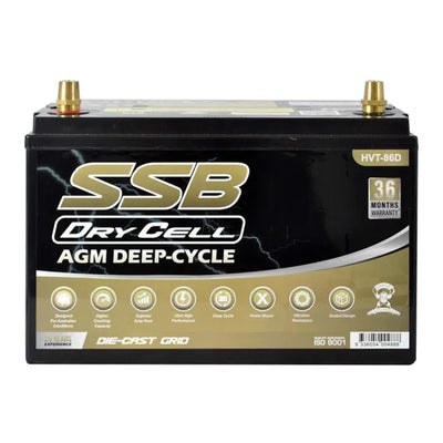 SUPER START HVT-86D AUTOMOTIVE BATTERY AGM DEEP CYCLE 12V 130AH 1000CCA BY SSBULTRAHIGHPERFORMANCEDRY CELL