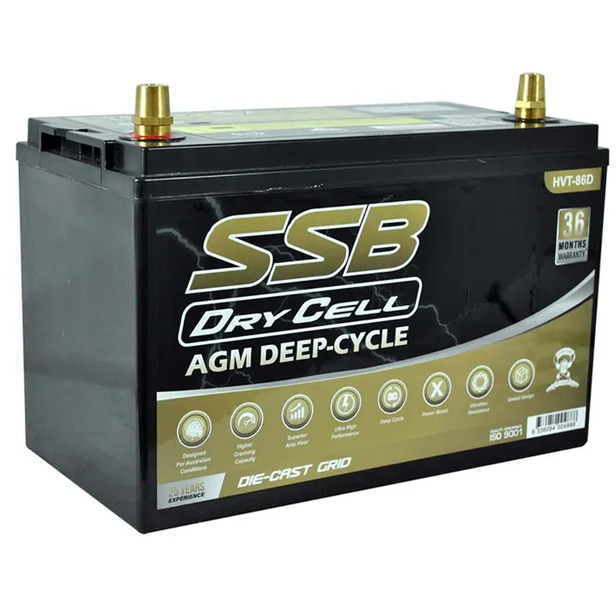 SUPER START HVT-86D AUTOMOTIVE BATTERY AGM DEEP CYCLE 12V 130AH 1000CCA BY SSBULTRAHIGHPERFORMANCEDRY CELL