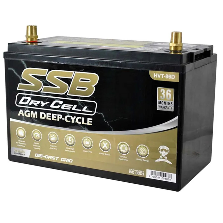 SUPER START HVT-86D AUTOMOTIVE BATTERY AGM DEEP CYCLE 12V 130AH 1000CCA BY SSBULTRAHIGHPERFORMANCEDRY CELL