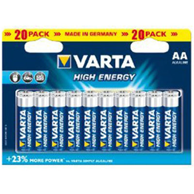 VARTA Long Life Power Alkaline Batteries AA 20 Pack, Premium standard alkaline, High performance guaranteed or your money back - Made in Germany