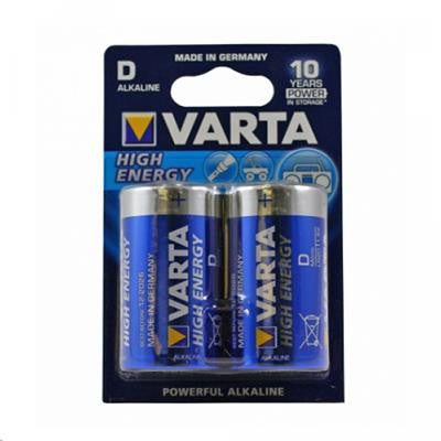 VARTA High Energy Alkaline Batteries D 2 Pack , Premium standard alkaline, High performance guaranteed or your money back, Made in Germany