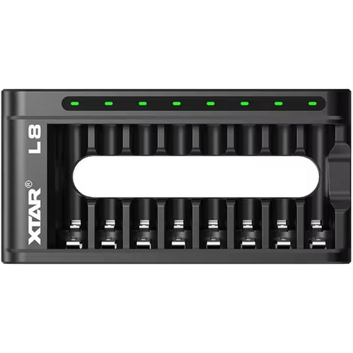 XTAR L8 8-Slot Smart Battery Charger AA and AAA Li-ion and NiMH Compatible QC3.0 18W Type-C USB Input