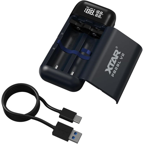 XTAR PB2SL V2 2-in-1 18650 Battery Charger & Power Bank 2 Slot Charger, QC4+, PD3.0, USB-C, USB-A 18650, 18700, 20700, 21700