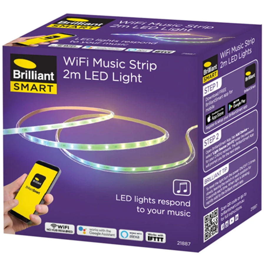 Brilliant Smart Smart WiFi Music LED Strip (2m) RGB+White LED strip responds to your music/sound