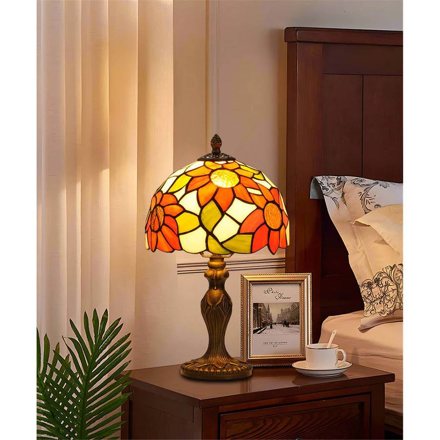 Highlight Tiffany Sunflower Handcrafted Stained Glass Table Lamp ,Light Bulb: E27 (excluded)