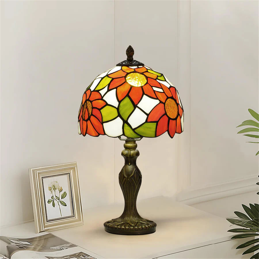 Highlight Tiffany Sunflower Handcrafted Stained Glass Table Lamp ,Light Bulb: E27 (excluded)