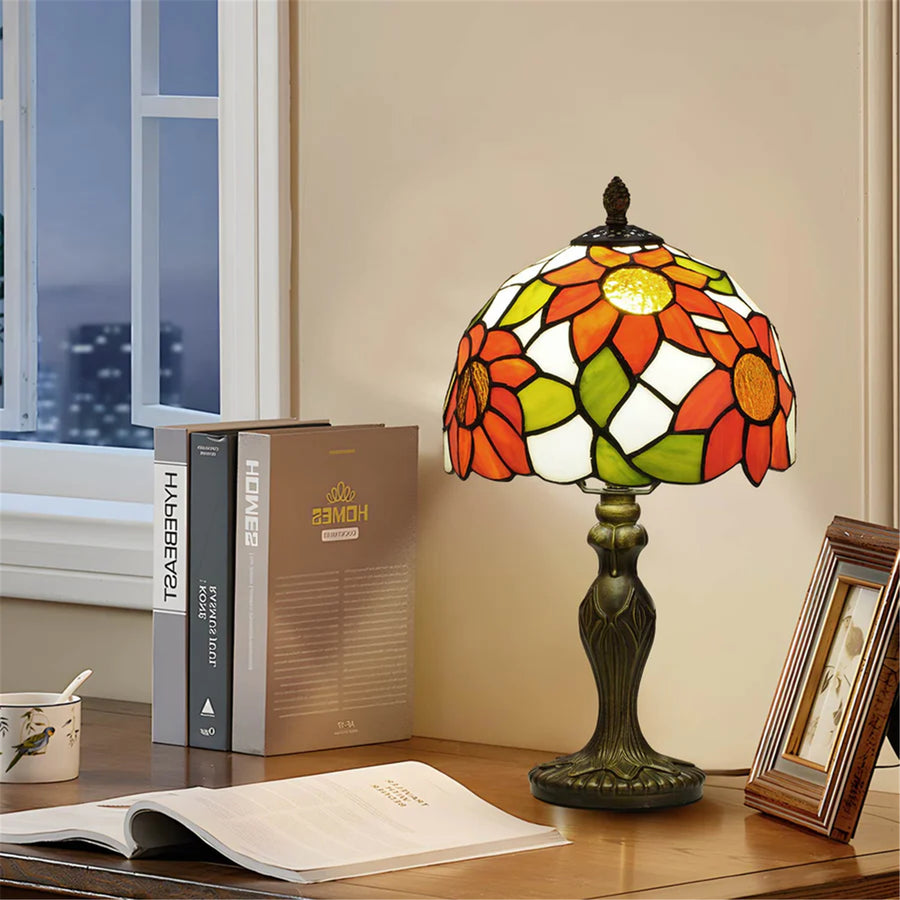 Highlight Tiffany Sunflower Handcrafted Stained Glass Table Lamp ,Light Bulb: E27 (excluded)