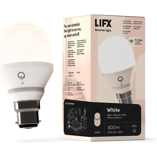 LIFX A19 Mini Smart Light Bulb White WiFi , B22, 800 Lumens, 9W, Dimmable