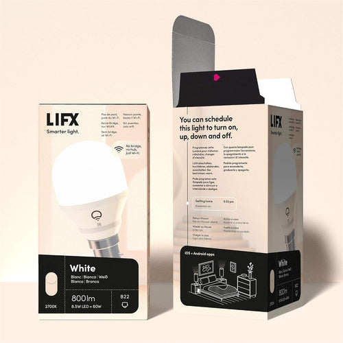 LIFX A19 Mini Smart Light Bulb White WiFi , B22, 800 Lumens, 9W, Dimmable