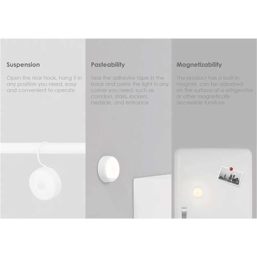 Yeelight Motion Sensor Nightlight 3.5-7 Lumens, USB Powered, 120 Days of Usage, Suspendible, Adhesive, Magnetic, Dual Sensors
