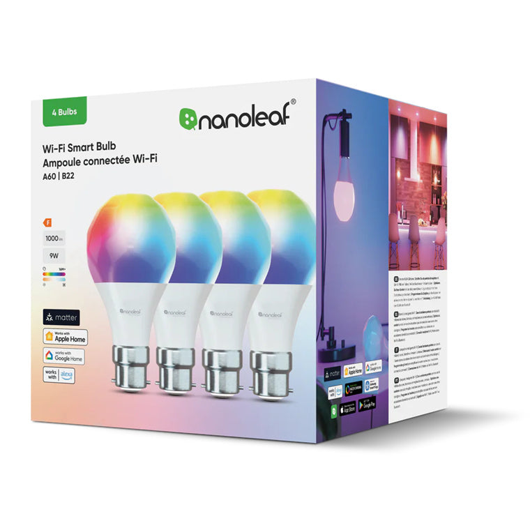 N7501B02-4A60B - Nanoleaf Essentials Smart Bulb B22 (Wi-Fi) - 4 Pack